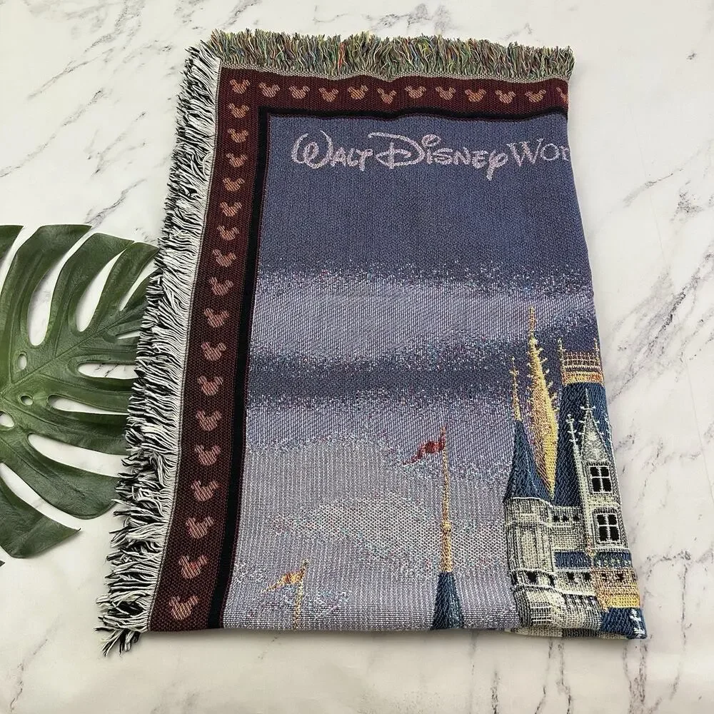Walt Disney World Tapestry Woven Throw Blanket Cinderella Castle Mohawk